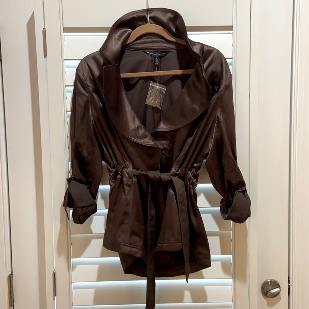 satin tie front jacket